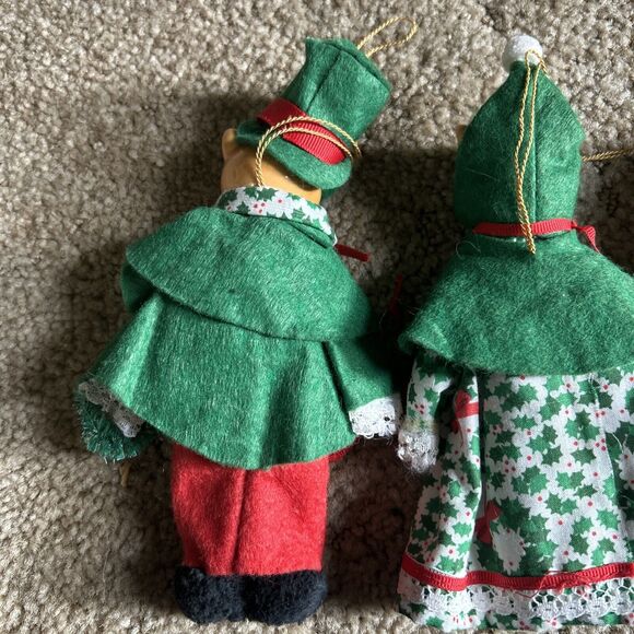 Vintage 1960s/70s 6" Porcelain Felt Ornaments Lot Of 3 - Handmade? - Picture 8 of 11